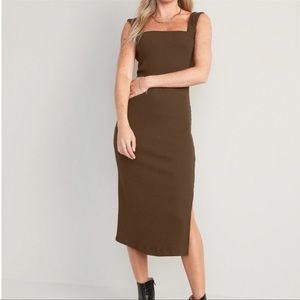 Old navy brown rubbed midi dress!